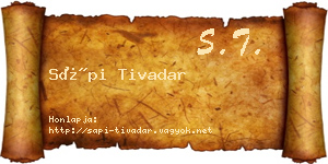 Sápi Tivadar névjegykártya